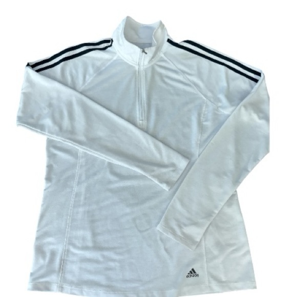 adidas Tops - ADIDAS long sleeve quarter zip lightweight Golf top.White with black stripe sz L